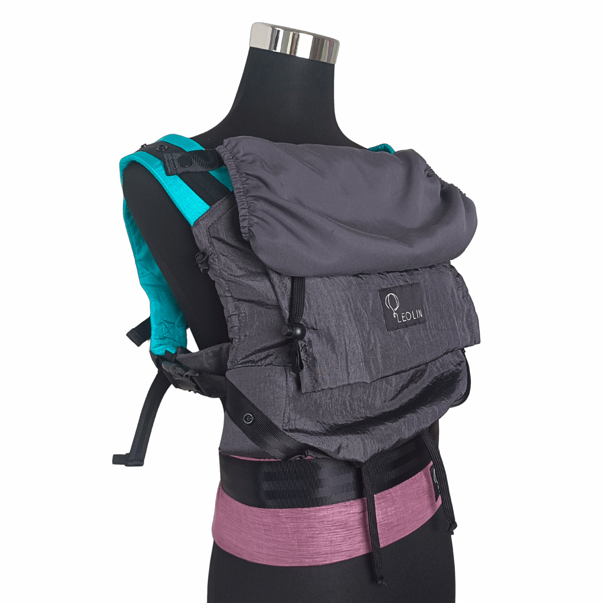 Leolin Babytrage - grau / rosa / türkis